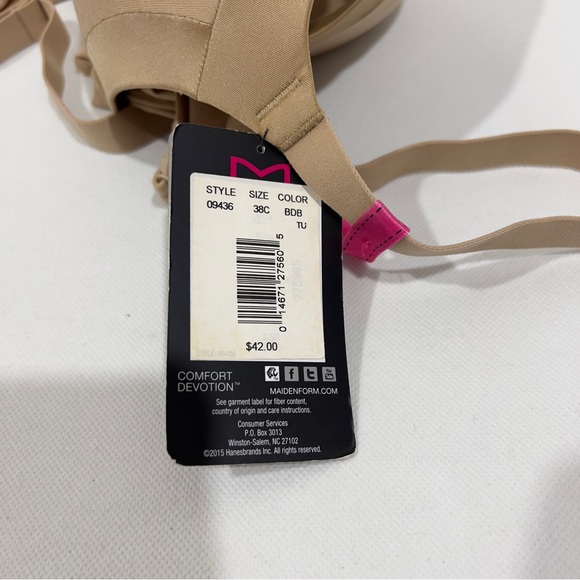 Maidenform Size 38C Everyday Extra Coverage Cushioned Underwire T-Shirt Bra Tan - Picture 8 of 8